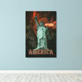 AMERIKA - Wrapped Canvas Leinwanddruck (Insitu (Holzboden))