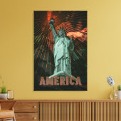 AMERIKA - Wrapped Canvas Leinwanddruck (Insitu (Wohnzimmer))