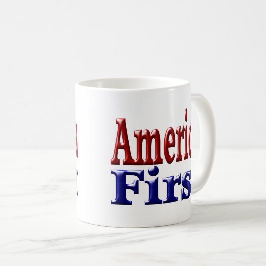 Amerika zuerst mit rotem und blauem Halbtext Kaffeetasse (VorderseiteRechts)