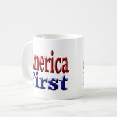 Amerika zuerst mit rotem und blauem Halbtext Kaffeetasse (Vorderseite Links)