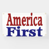 Amerika zuerst mit rotem und blauem Text Banner (Horizontal)
