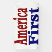 Amerika zuerst mit rotem und blauem Text Banner (Vertikal)