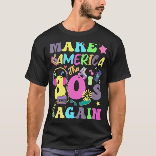 Amerika zum 80er-Jahre-noblen Groovy Retro-80er 8 T-Shirt (Vorderseite)