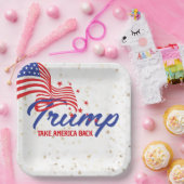 AMERIKA ZURÜCK Trump-Text Pappteller (Party)