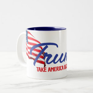 AMERIKA ZURÜCK Trump-Text Zweifarbige Tasse