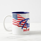 AMERIKA ZURÜCK Trump-Text Zweifarbige Tasse (Links)