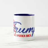 AMERIKA ZURÜCK Trump-Text Zweifarbige Tasse (Mittel)
