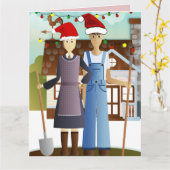 AMERIKAN GOTHIC FUNNY COUPLE CHRISTMAS CARD KARTE (Gelbe Blume)