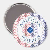 AMERIKAN VETERAN Round Magnet (Vorderseite/Rückseite)