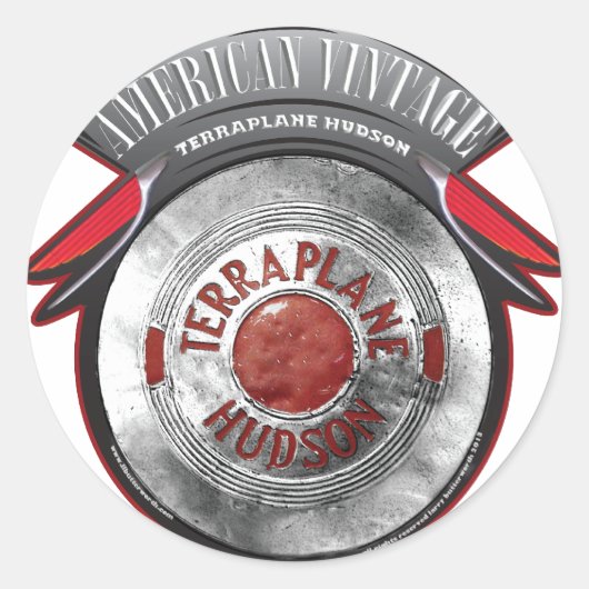 AMERIKAN VINTAG TERRA FLUGZEUG HUDSON RUNDER AUFKLEBER (Vorderseite)