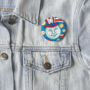AMERIKANA FOLKART PATRIOTISCHER MANN IM MUND BUTTON