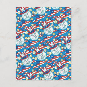 AMERIKANA FOLKART PATRIOTISCHER MANN IM MUND FEIERTAGSPOSTKARTE