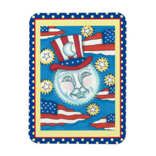 AMERIKANA FOLKART PATRIOTISCHER MANN IM MUND MAGNET