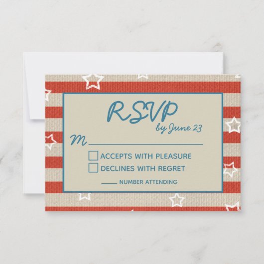 Amerikanana Patriotic Wedding RSVP Details Beilage (Vorderseite)