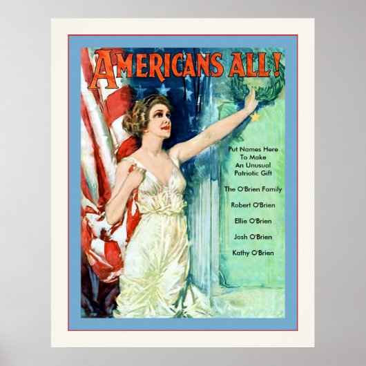 Amerikaner alle! ~ Personalisierter Vintager Weltk Poster (Vorne)