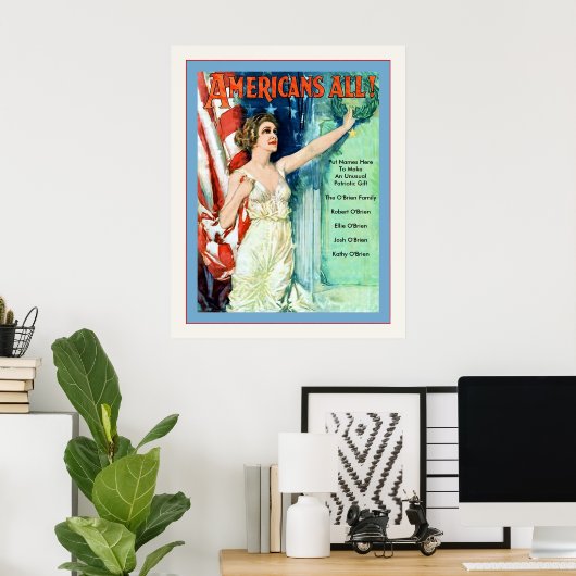 Amerikaner alle! ~ Personalisierter Vintager Weltk Poster (Heimbüro)