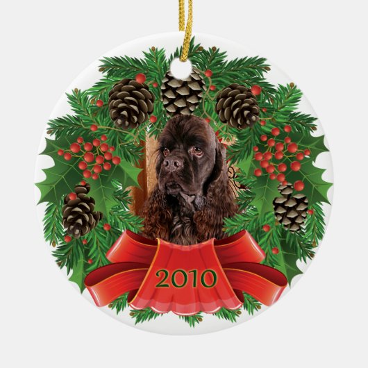 Amerikaner-Cocker Keramik Ornament (Vorne)
