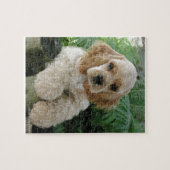 Amerikaner-Cocker spaniel-Hund und der grüne Farn Puzzle (Horizontal)
