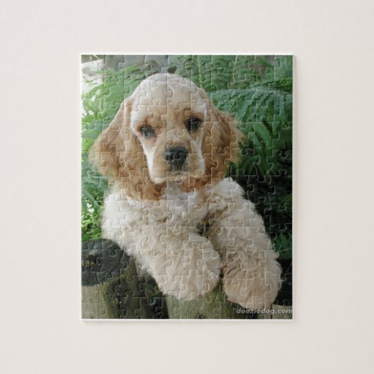 Amerikaner-Cocker spaniel-Hund und der grüne Farn Puzzle (Vertikal)