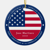 Amerikaner Custom Patriotic First Christmas Keramik Ornament (Vorne)