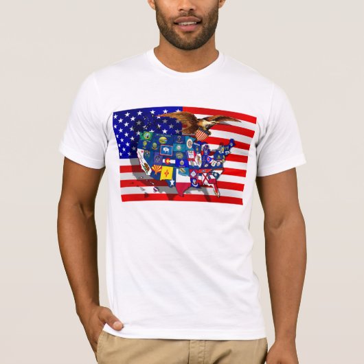 Amerikaner-Eagle-Flagge-Weißkopfseeadler T-Shirt (Vorderseite)