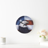 Amerikaner Eagle und Flagge Runde Wanduhr (Zuhause)