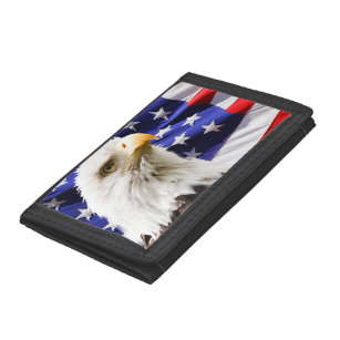 Amerikaner Eagle und Flagge Trifold Geldbörse
