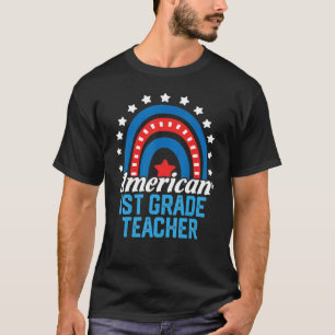 Amerikaner erster Klasse Lehrer Regenbogen USA Fla T-Shirt