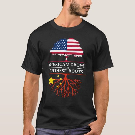 Amerikaner gewachsen mit Chinese-Wurzel- T-Shirt (Vorderseite)