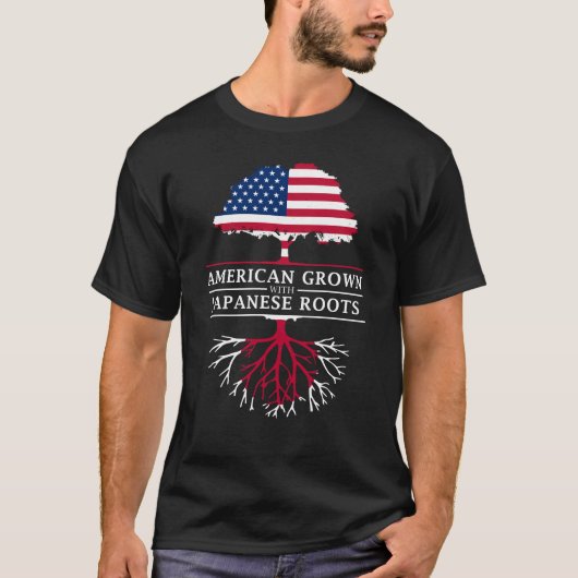 Amerikaner gewachsen mit Japaner-Wurzel- T-Shirt (Vorderseite)