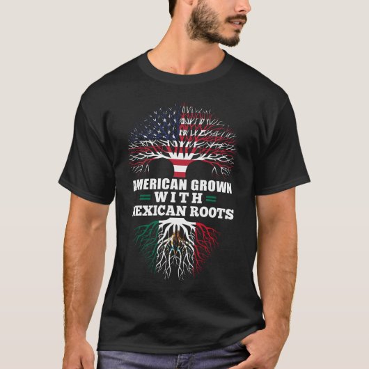 Amerikaner gewachsen mit mexikanischen Wurzeln T-Shirt (Vorderseite)