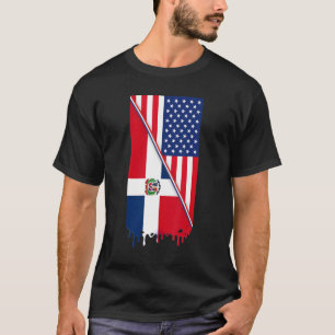 Amerikaner mit dominikanischem Roots-Flag-Outfit a T-Shirt