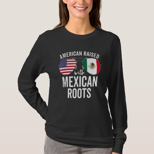 Amerikaner mit mexikanischer Roots-Fahne USA-Mexik T-Shirt (Vorderseite)