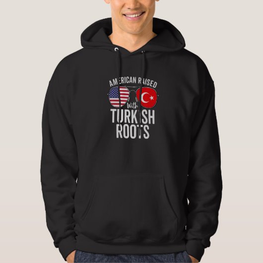 Amerikaner mit türkischer Roots-Flagge der USA, Tü Hoodie (Vorderseite)