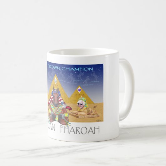Amerikaner Pharoah dreifache Kronen-Tribut-Tasse Kaffeetasse (VorderseiteRechts)