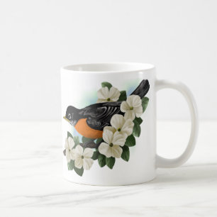 Amerikaner Robin und Hartriegel-Blumen-Tasse Kaffeetasse
