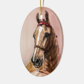 Amerikaner Saddlebred Pferdeweihnachtsverzierung Keramik Ornament (Links)