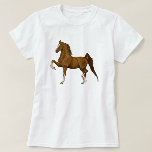 Amerikaner Saddlebred T-Stück Kastanie T-Shirt (Design vorne)