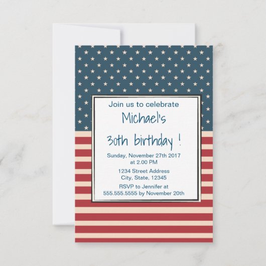 Amerikaner spielt einladung (Rückseite)