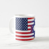 Amerikaner stehen auf israelischer Flagge Kaffeetasse (Vorderseite Links)