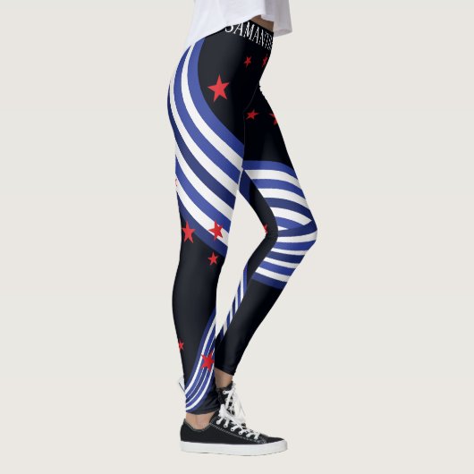 Amerikaner-Sterne gekreuztes Wellen-4. Juli Leggings (Rechts)