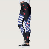 Amerikaner-Sterne gekreuztes Wellen-4. Juli Leggings (Links)