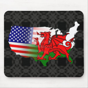 Amerikaner Waliser kennzeichnet Karte Mousemat Mousepad
