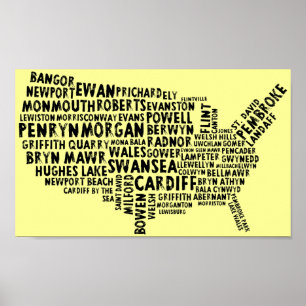 Amerikaner-Waliser-Ortsname-Plakat Poster
