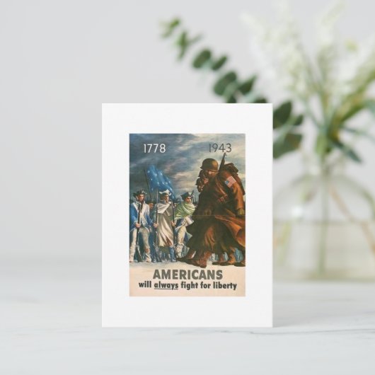 Amerikaner werden immer für Freiheit kämpfen Postkarte (Stehend Vorderseite)