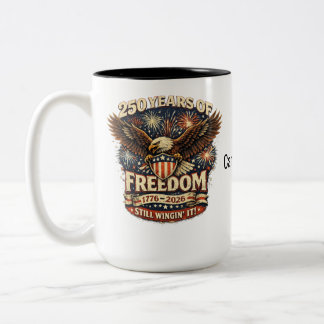Amerikanisch 250 Jahre Freiheit immer noch improvi Zweifarbige Tasse