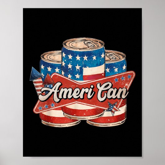 Amerikanisch Ameri Can 4. Juli Retro Usa Bier Patr Poster (Vorne)