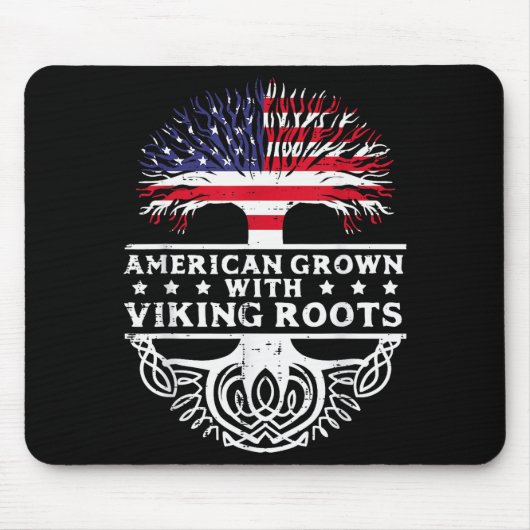 Amerikanisch angebaut mit Wikinger-Wurzeln US-Flag Mousepad (Vorne)