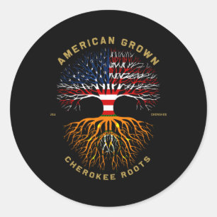 Amerikanisch angepflanzt mit Cherokee-Wurzeln Baum Runder Aufkleber