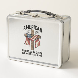 Amerikanisch durch Glauben Christlicher Vater Patr Metall Brotdose